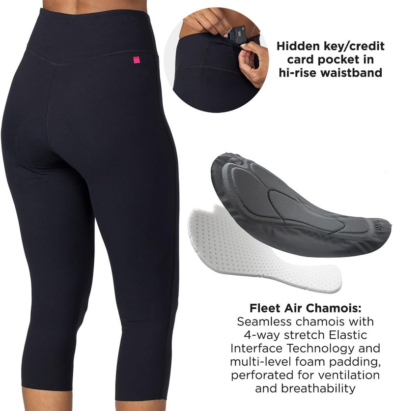 Terry Cycling Clothes for Women, Easy Rider Padded Bike Capris 20 Inch Long Hi-Rise High Waisted Knicker Tight with Padding - Image 3